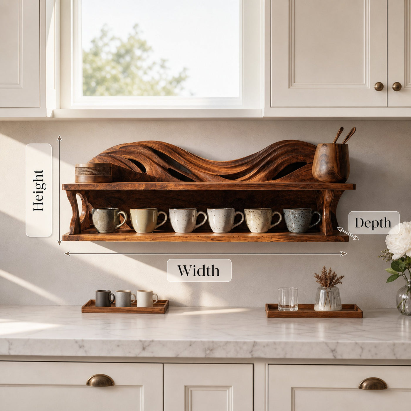 Handcrafted Kitchen Wall Shelf For Cozy Cooking Space - product view 7