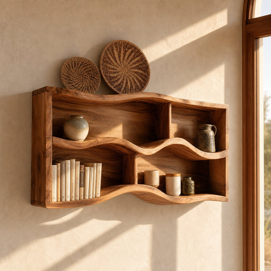 Handcrafted Live Edge Display Shelf For Living Room Wall Decor