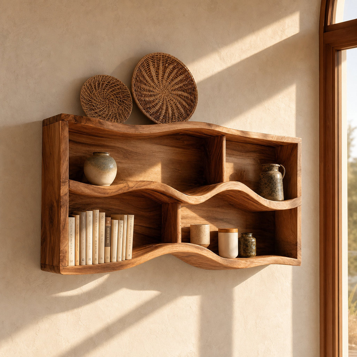 Handcrafted Live Edge Display Shelf For Living Room Wall Decor