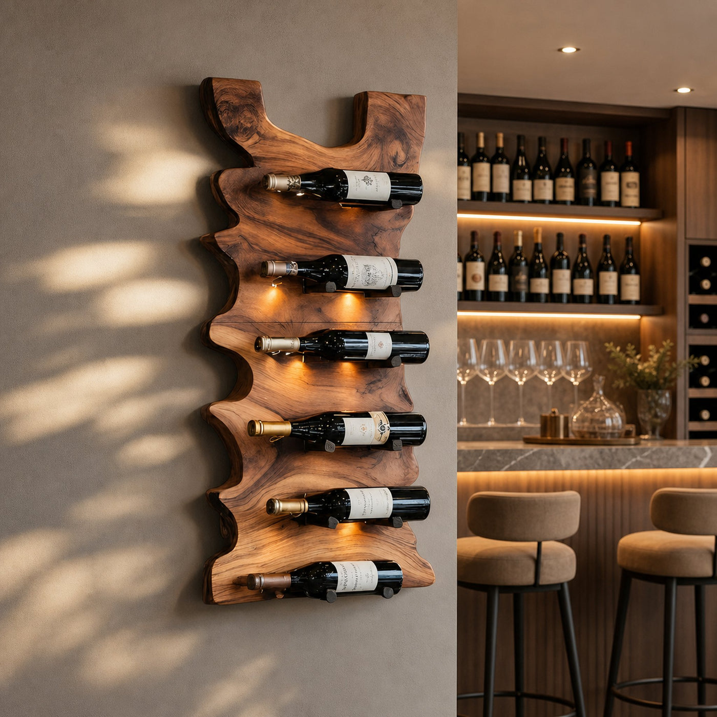 Handcrafted Live Edge Wine Holder For Entryway Design Ideas - product view 6