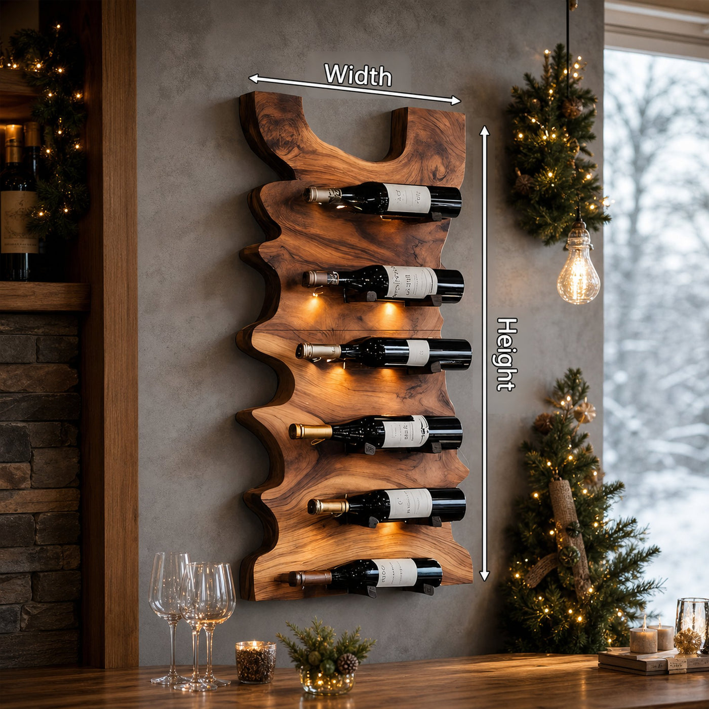 Handcrafted Live Edge Wine Holder For Entryway Design Ideas - product view 8