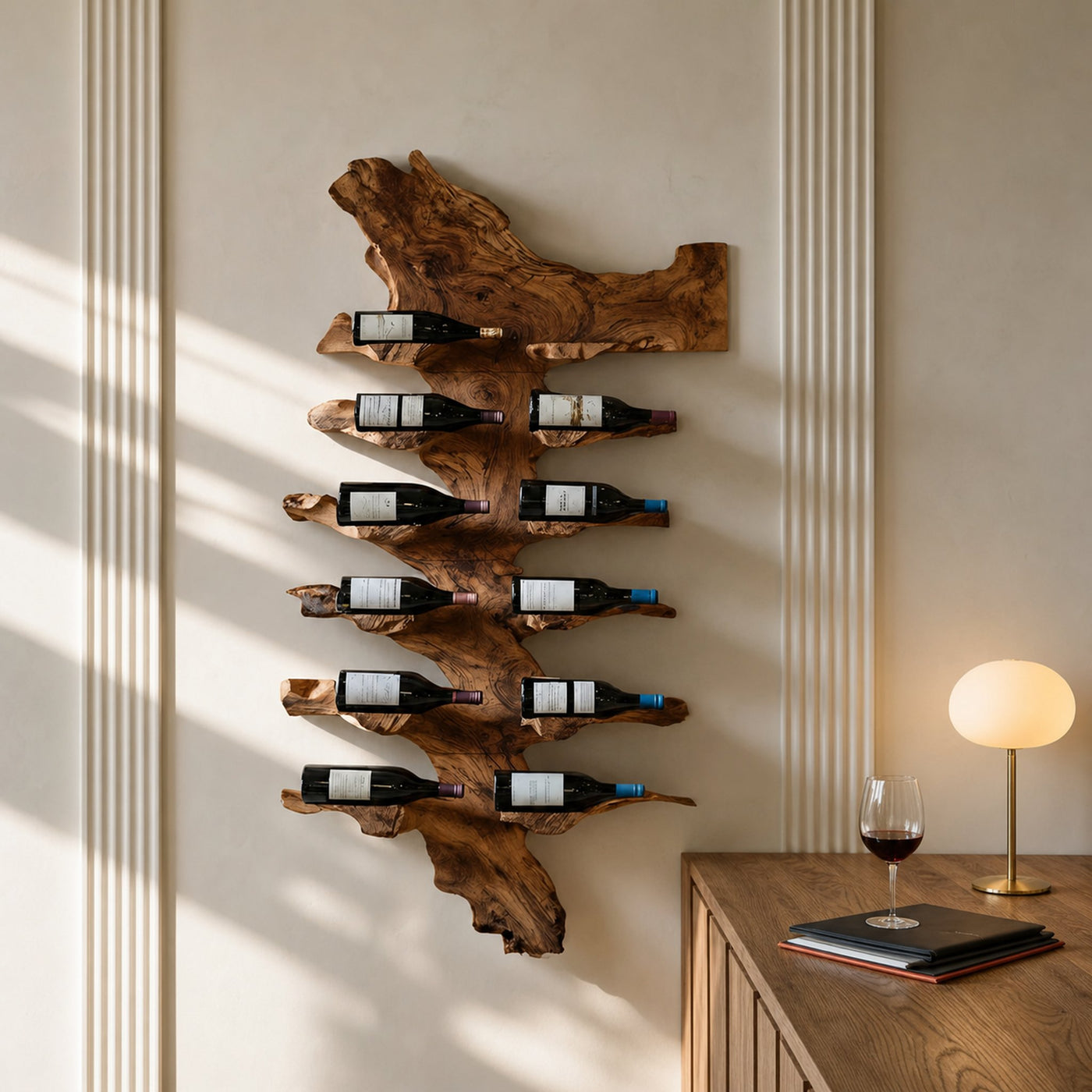Handcrafted Live Edge Wine Holder For Luxury Furniture Decor - product view 6