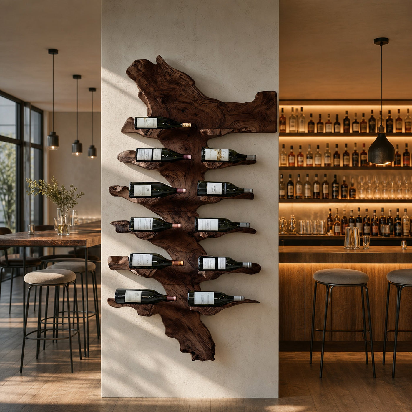 Handcrafted Live Edge Wine Holder For Luxury Furniture Decor - product view 7