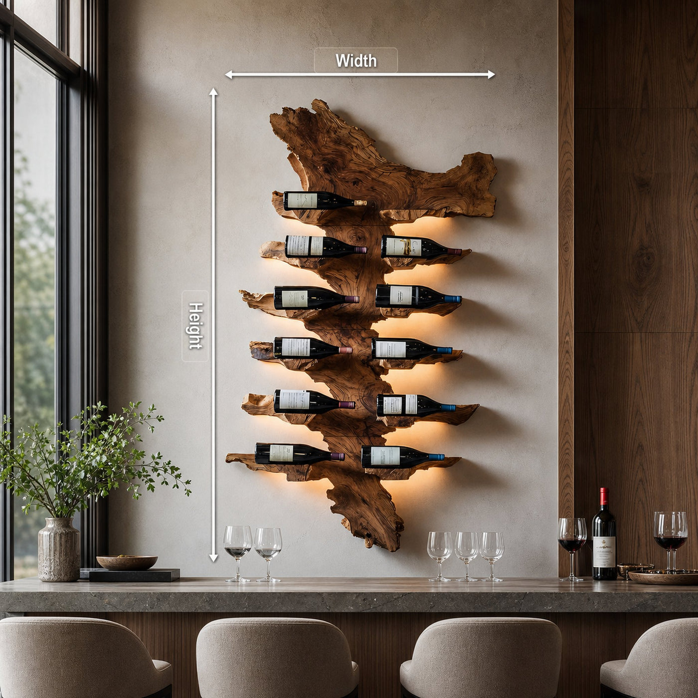 Handcrafted Live Edge Wine Holder For Luxury Furniture Decor - product view 8