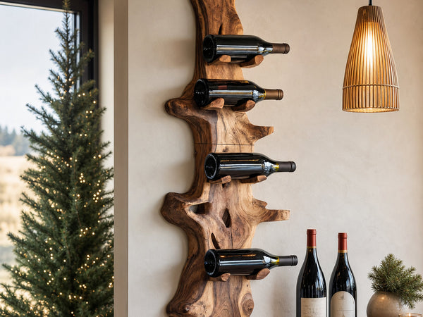Handcrafted Live Edge Wine Holder For Modern Furniture Decor