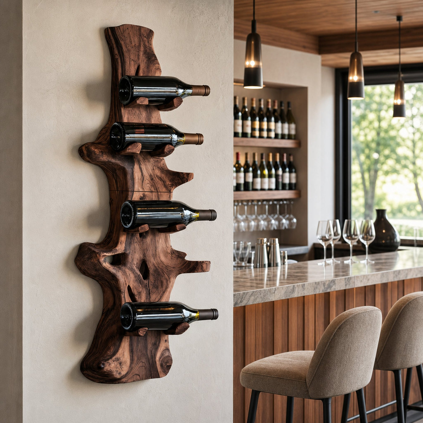 Handcrafted Live Edge Wine Holder For Modern Furniture Decor - product view 7