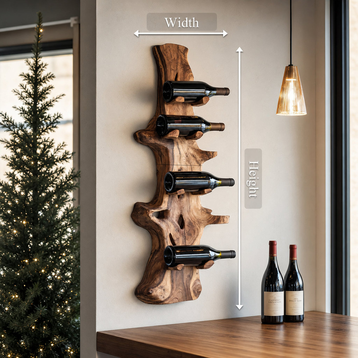 Handcrafted Live Edge Wine Holder For Modern Furniture Decor - product view 8