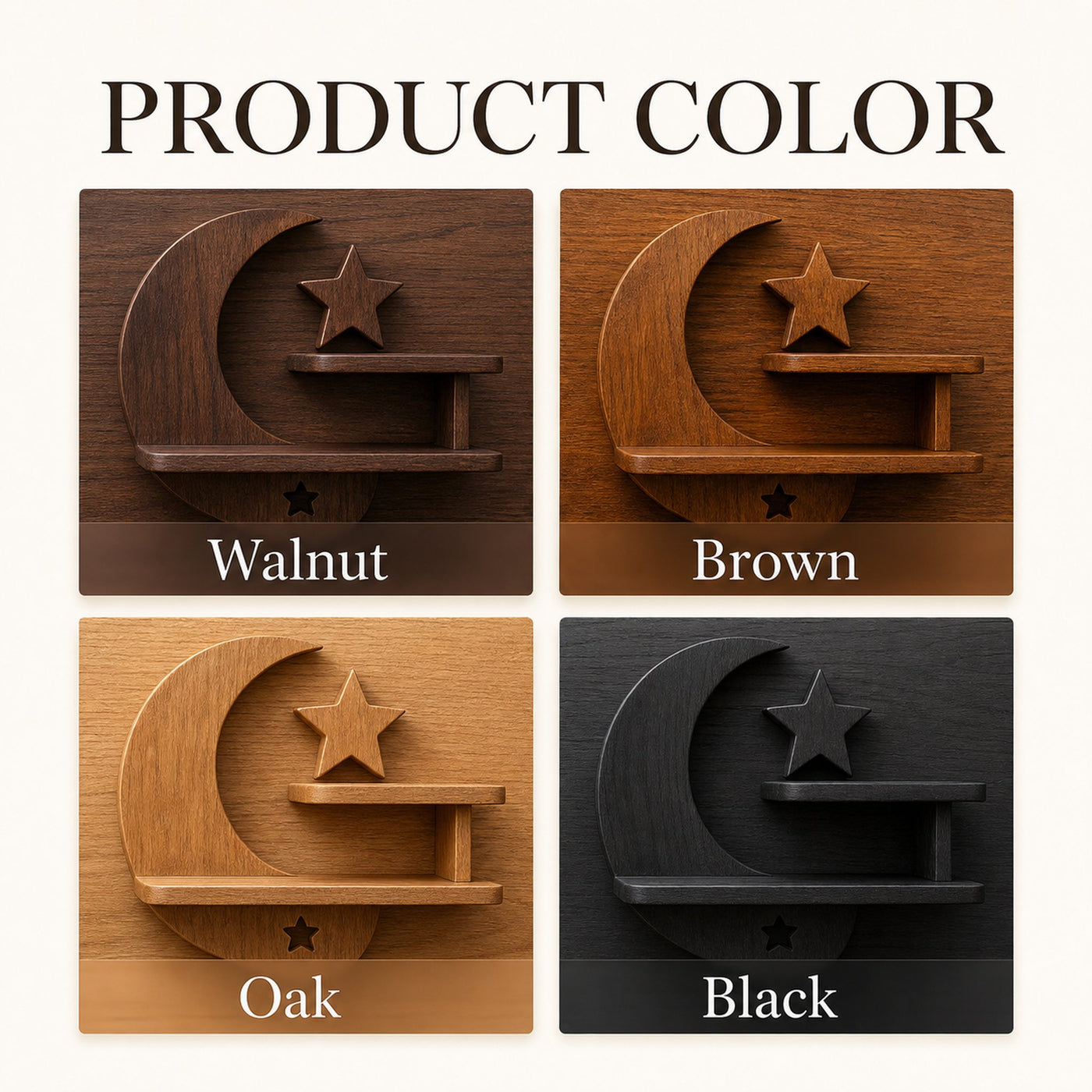 Handcrafted Moon And Star Wooden Shelf For Bedroom Decor - product view 6