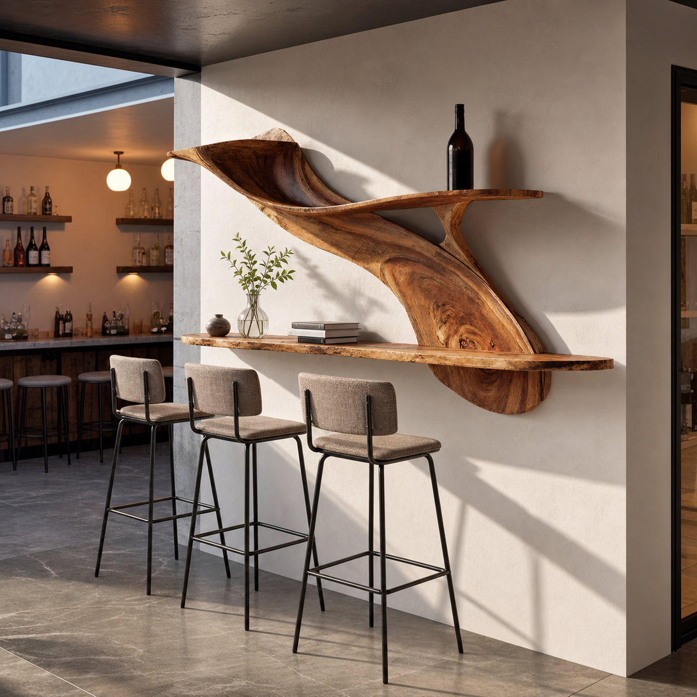 Handcrafted Natural Wood Shelving Unit For Home Library Storage - product view 6