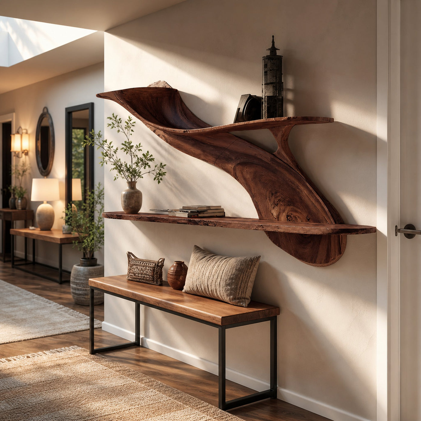 Handcrafted Natural Wood Shelving Unit For Home Library Storage - product view 7
