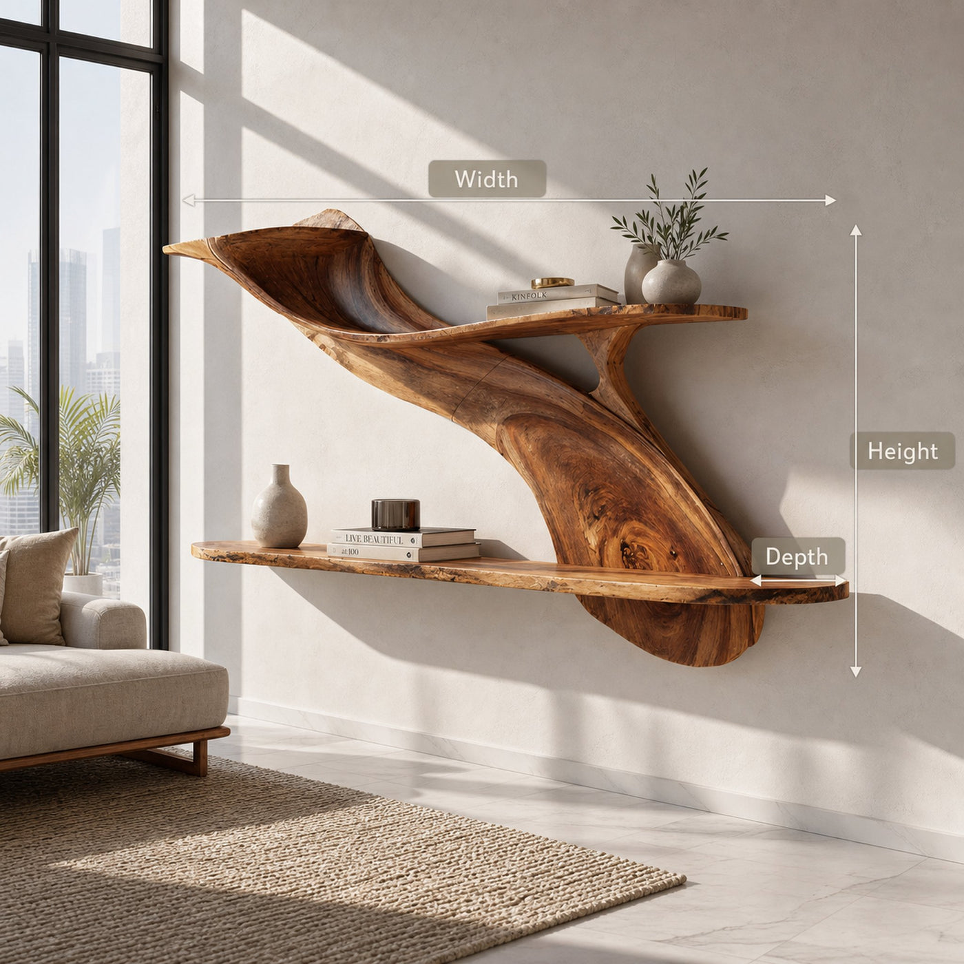 Handcrafted Natural Wood Shelving Unit For Home Library Storage - product view 8