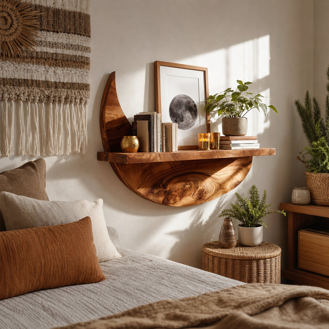 Handcrafted Rustic Wooden Wall Mount Shelf For Entryway Storage - product view 6