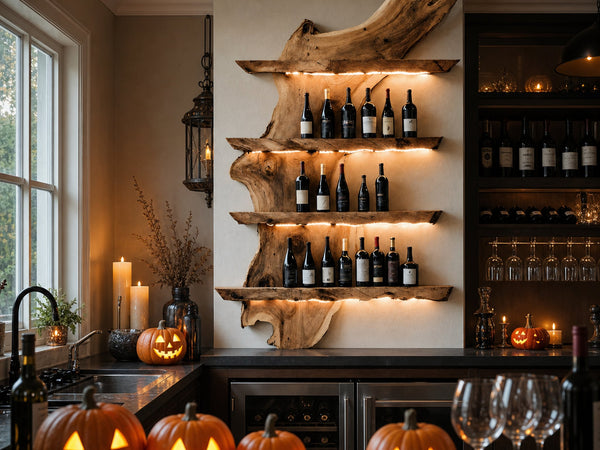 Handcrafted Solid Wood Wine Holder For Kitchen Halloween Style