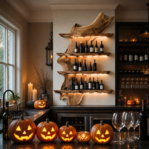 Handcrafted Solid Wood Wine Holder For Kitchen Halloween Style