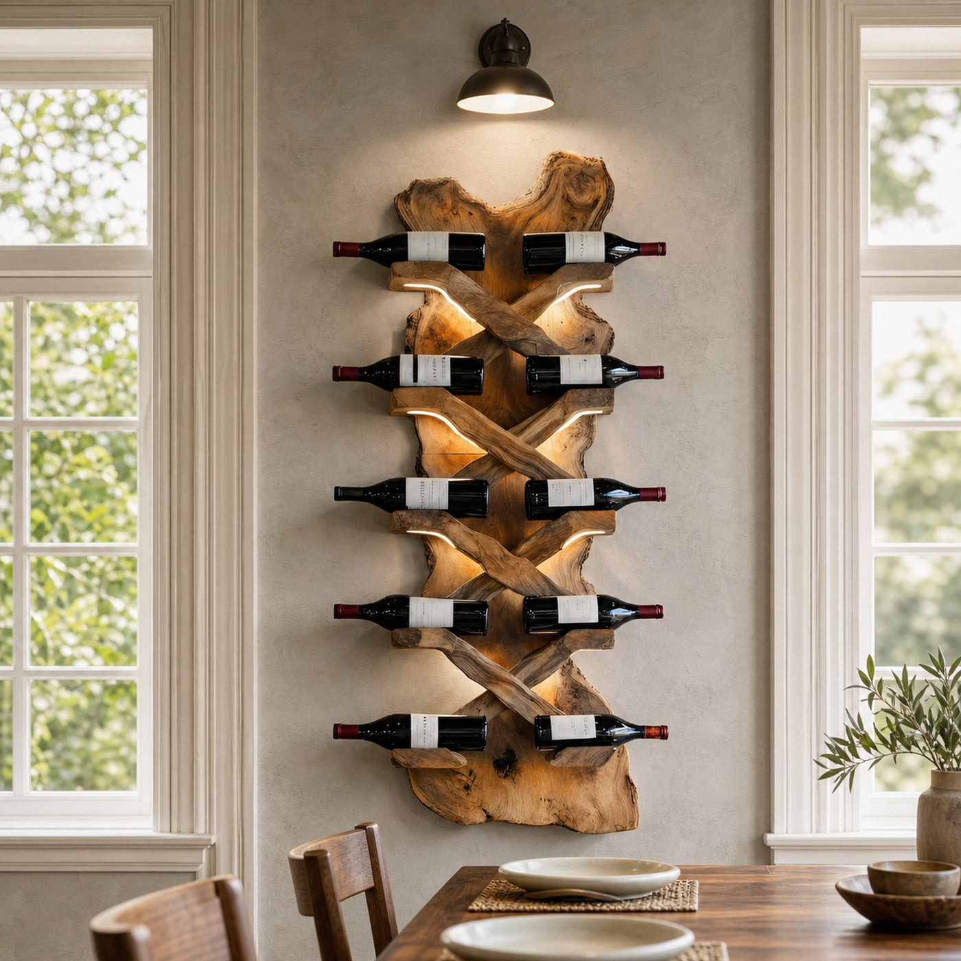Handcrafted Solid Wood Wine Rack For Bar Decor And Storage - product view 6