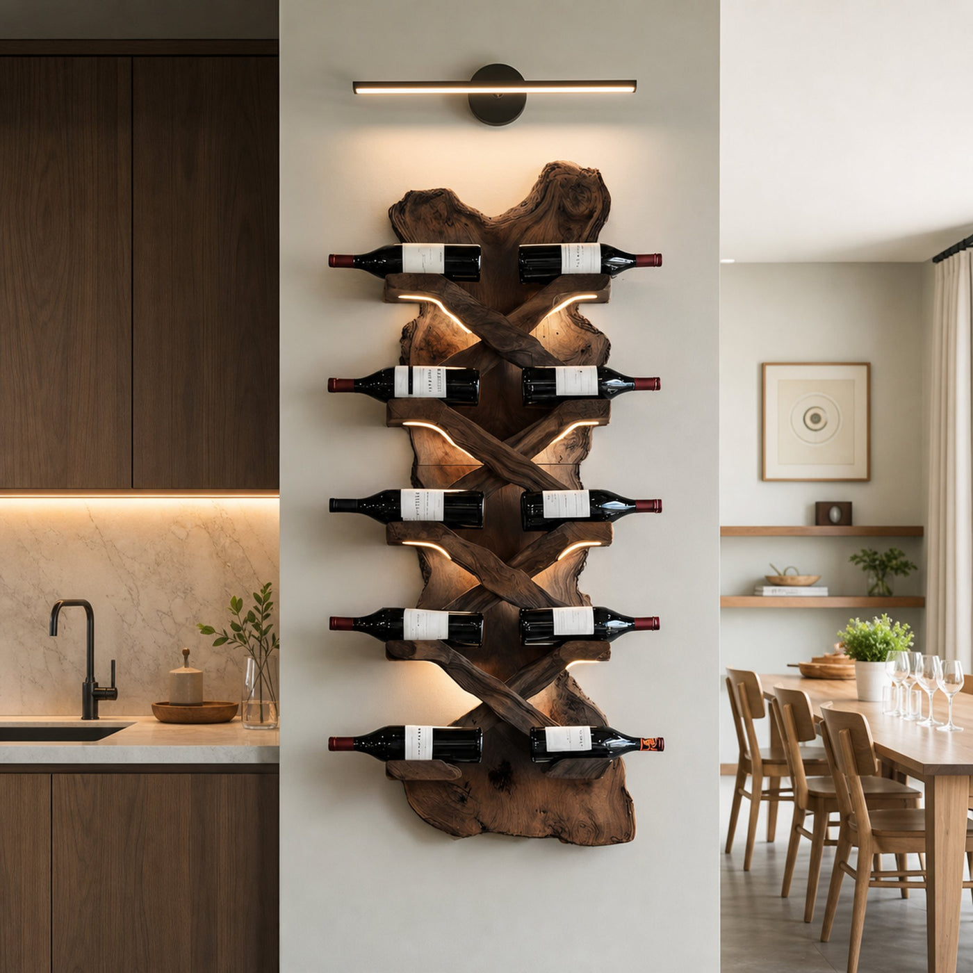Handcrafted Solid Wood Wine Rack For Bar Decor And Storage - product view 7