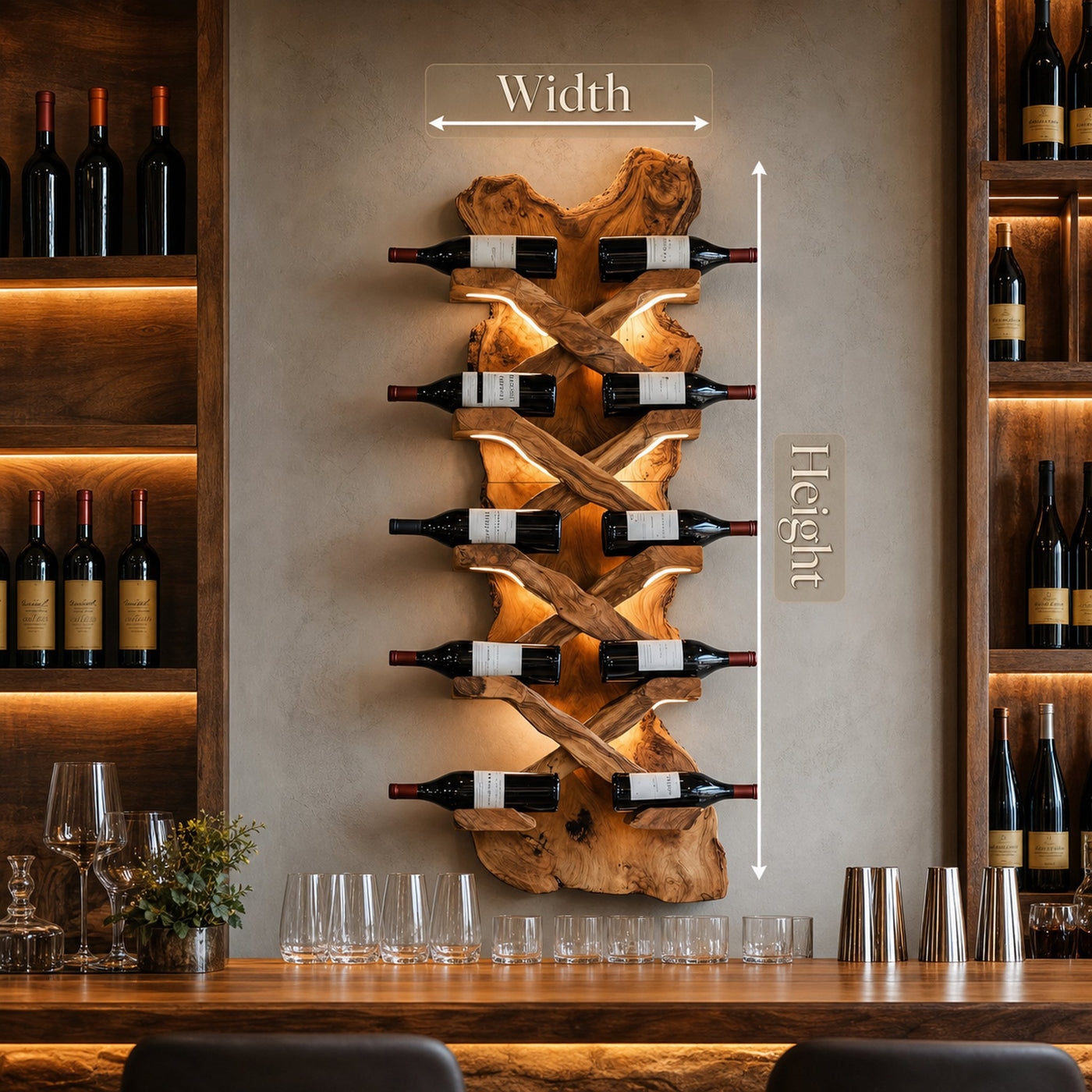 Handcrafted Solid Wood Wine Rack For Bar Decor And Storage - product view 8