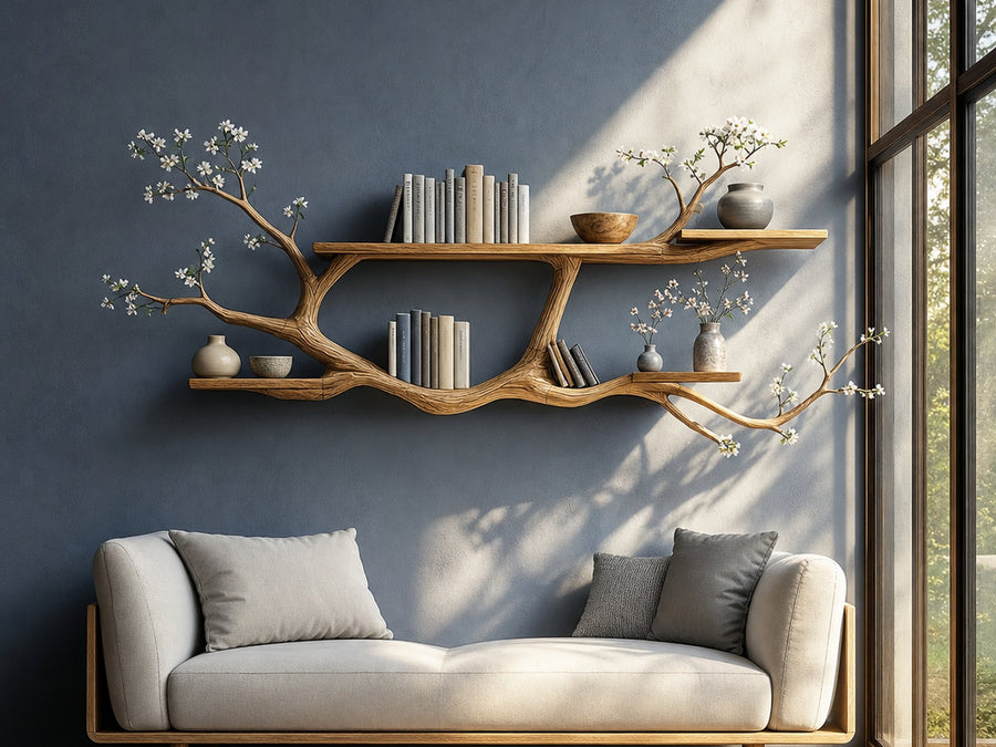 Bough Delta Solid Wood Wall Shelf with Branch Arms