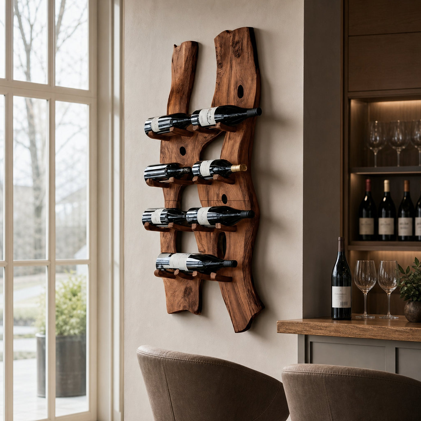 Handcrafted Wall Mount Wine Holder For Living Room - product view 6