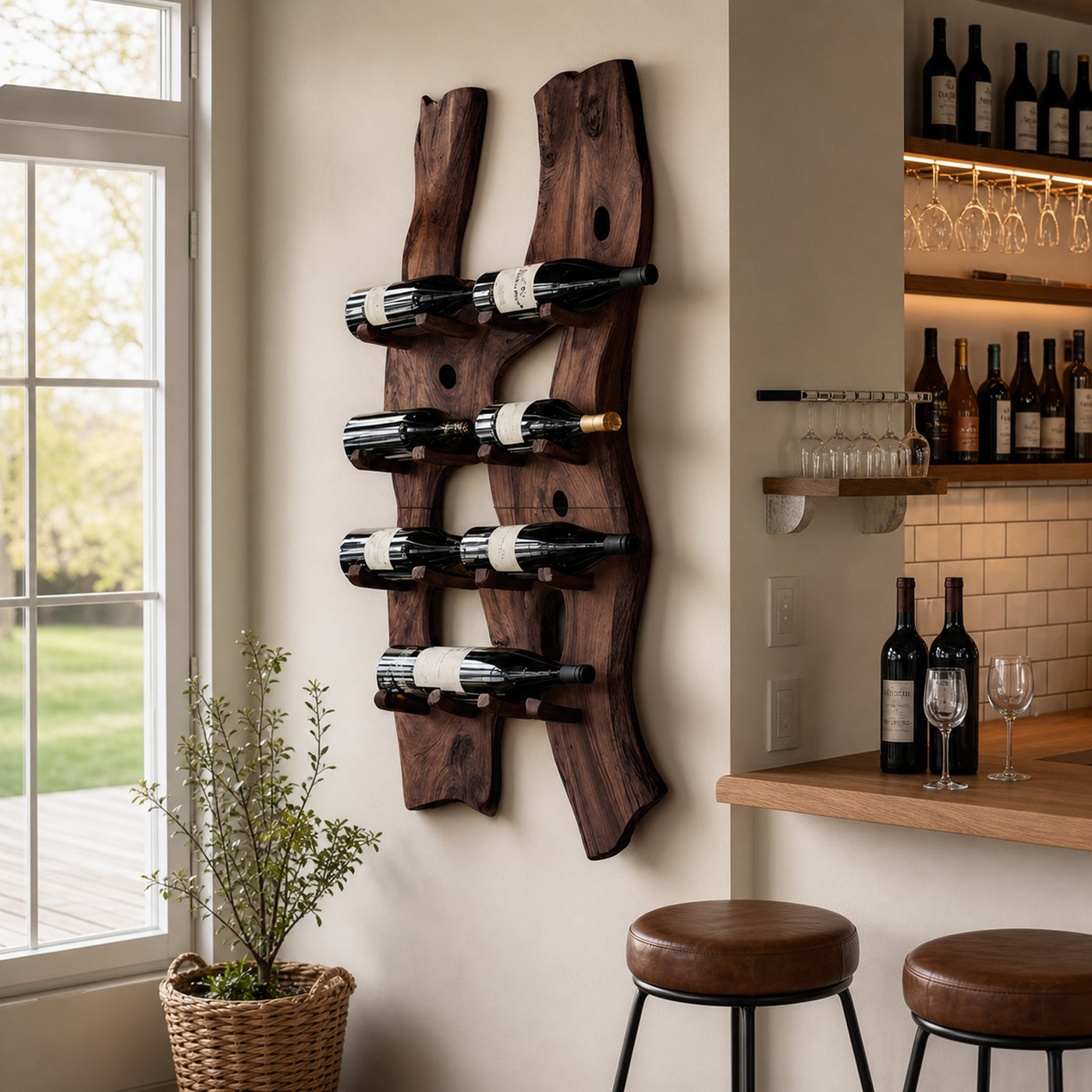 Handcrafted Wall Mount Wine Holder For Living Room - product view 7