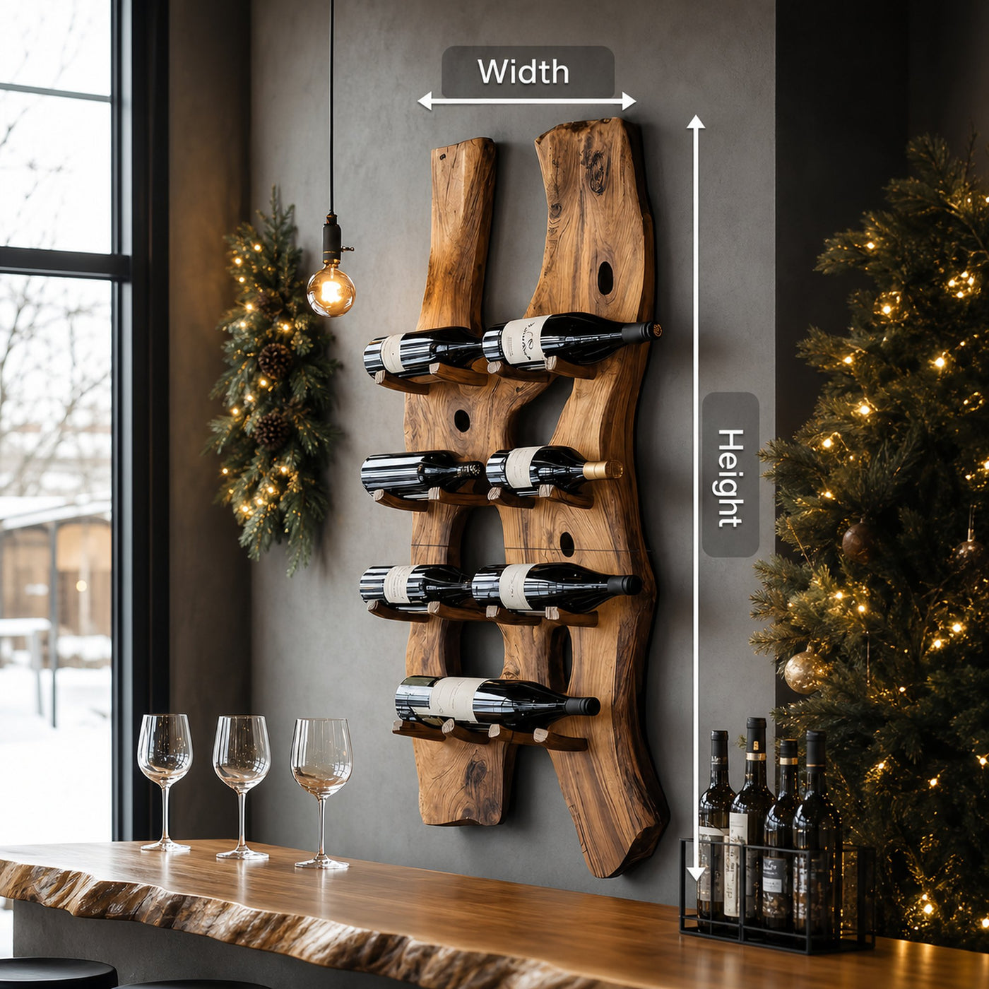 Handcrafted Wall Mount Wine Holder For Living Room - product view 8