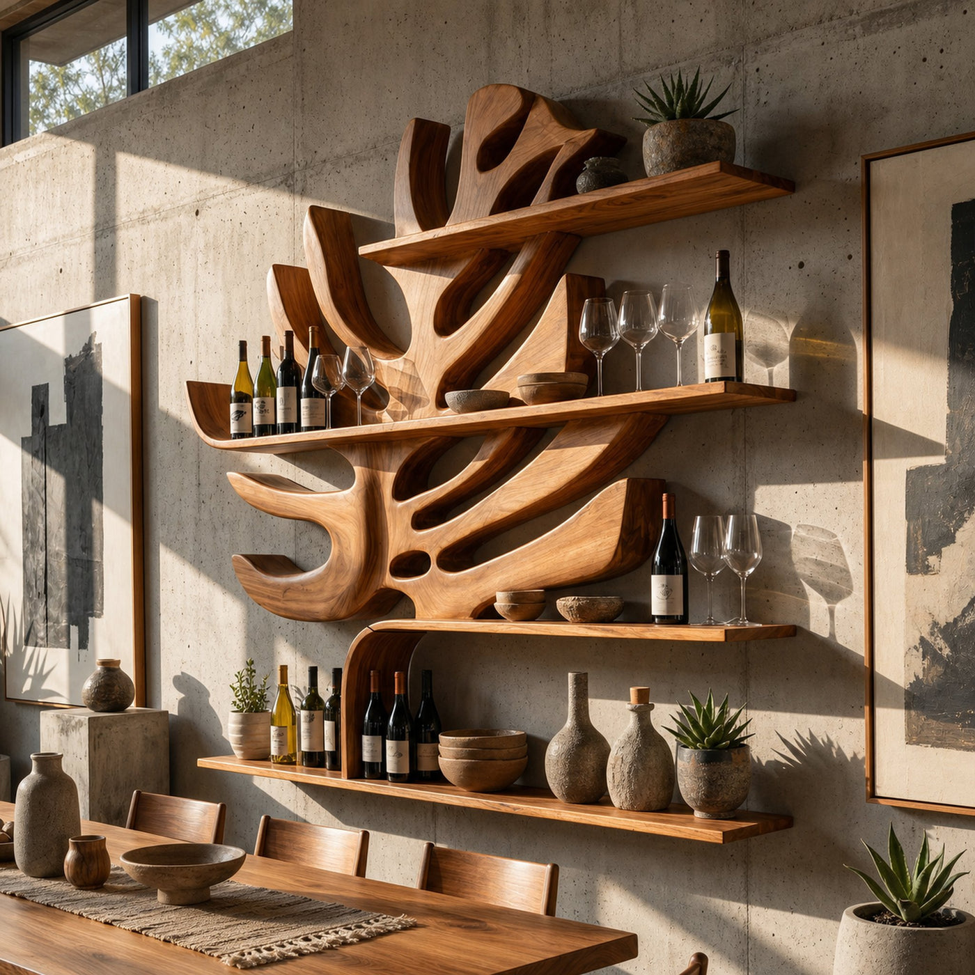 Handcrafted Wall Wine Holder For Dining Room Beverage Showcase