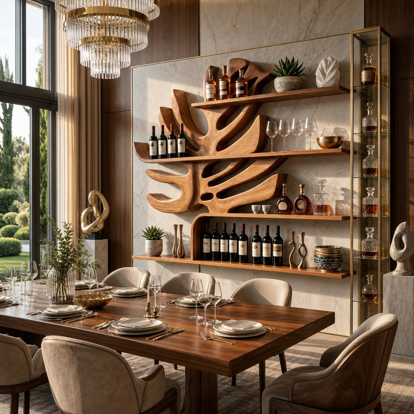 Handcrafted Wall Wine Holder For Dining Room Beverage Showcase - product view 6