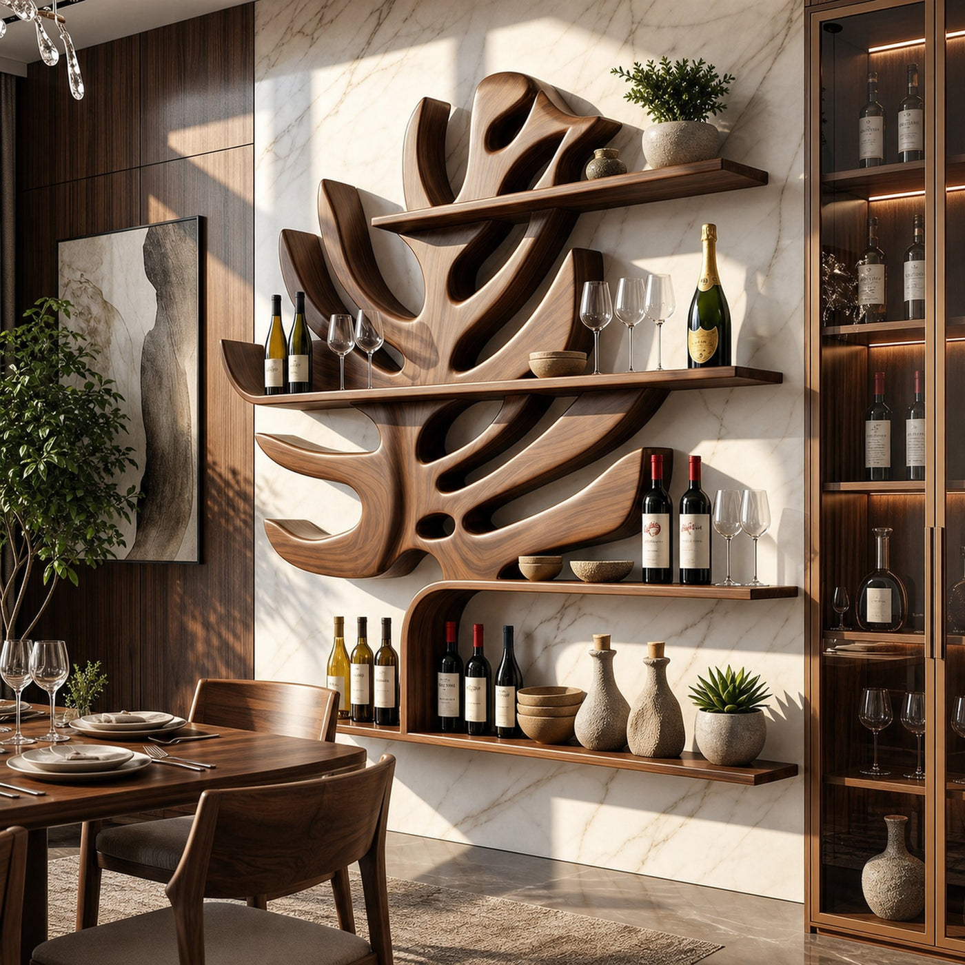 Handcrafted Wall Wine Holder For Dining Room Beverage Showcase - product view 7