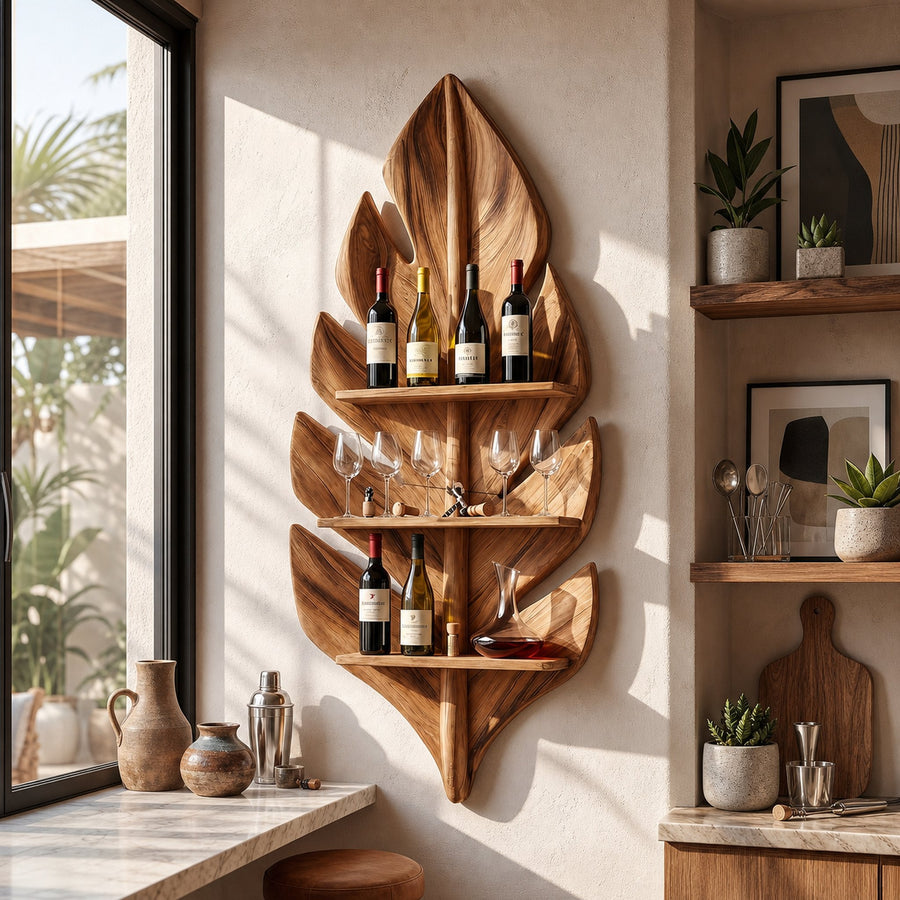 Handcrafted Wall Wine Rack For Apartment Beverage Accent Feature