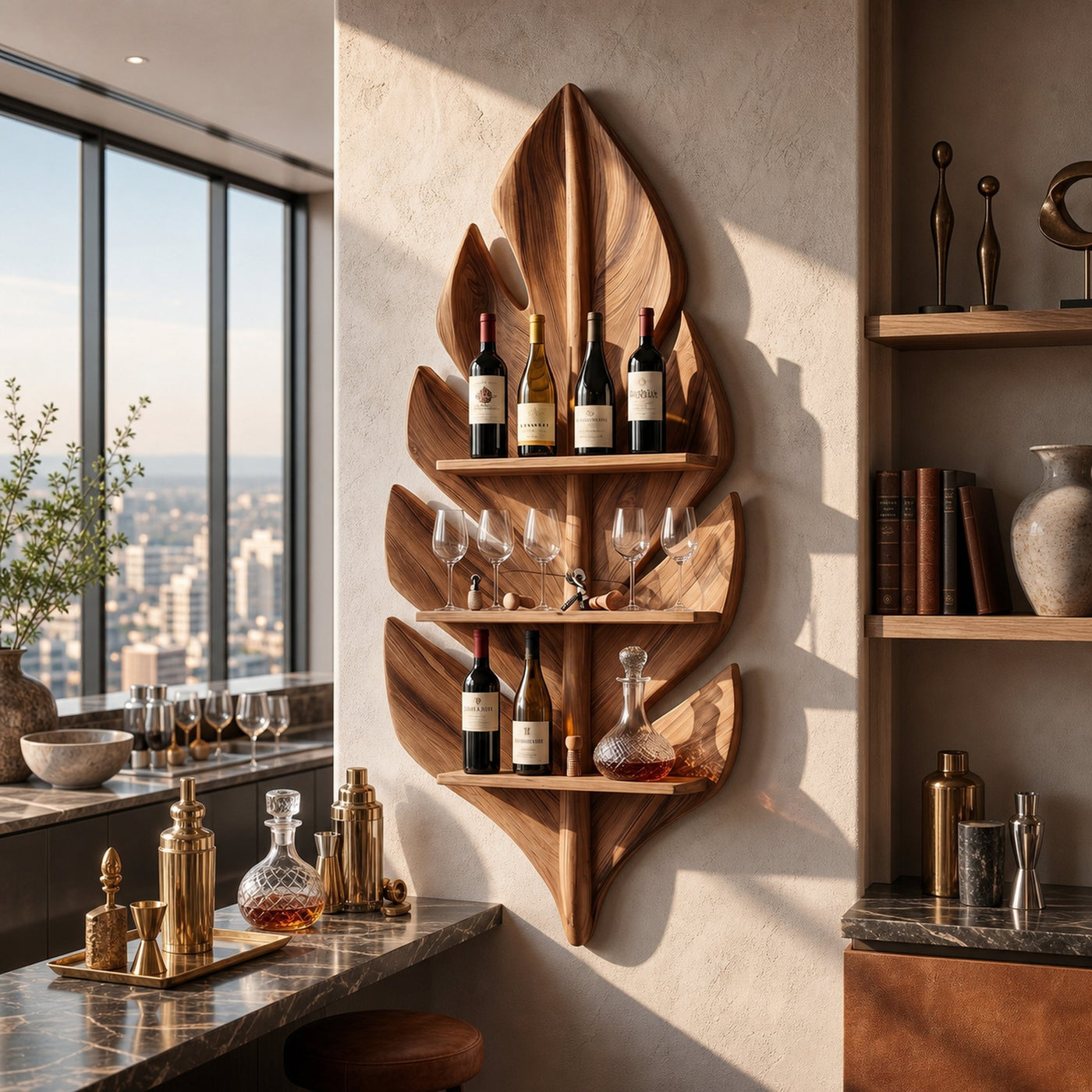 Handcrafted Wall Wine Rack For Apartment Beverage Accent Feature - product view 6