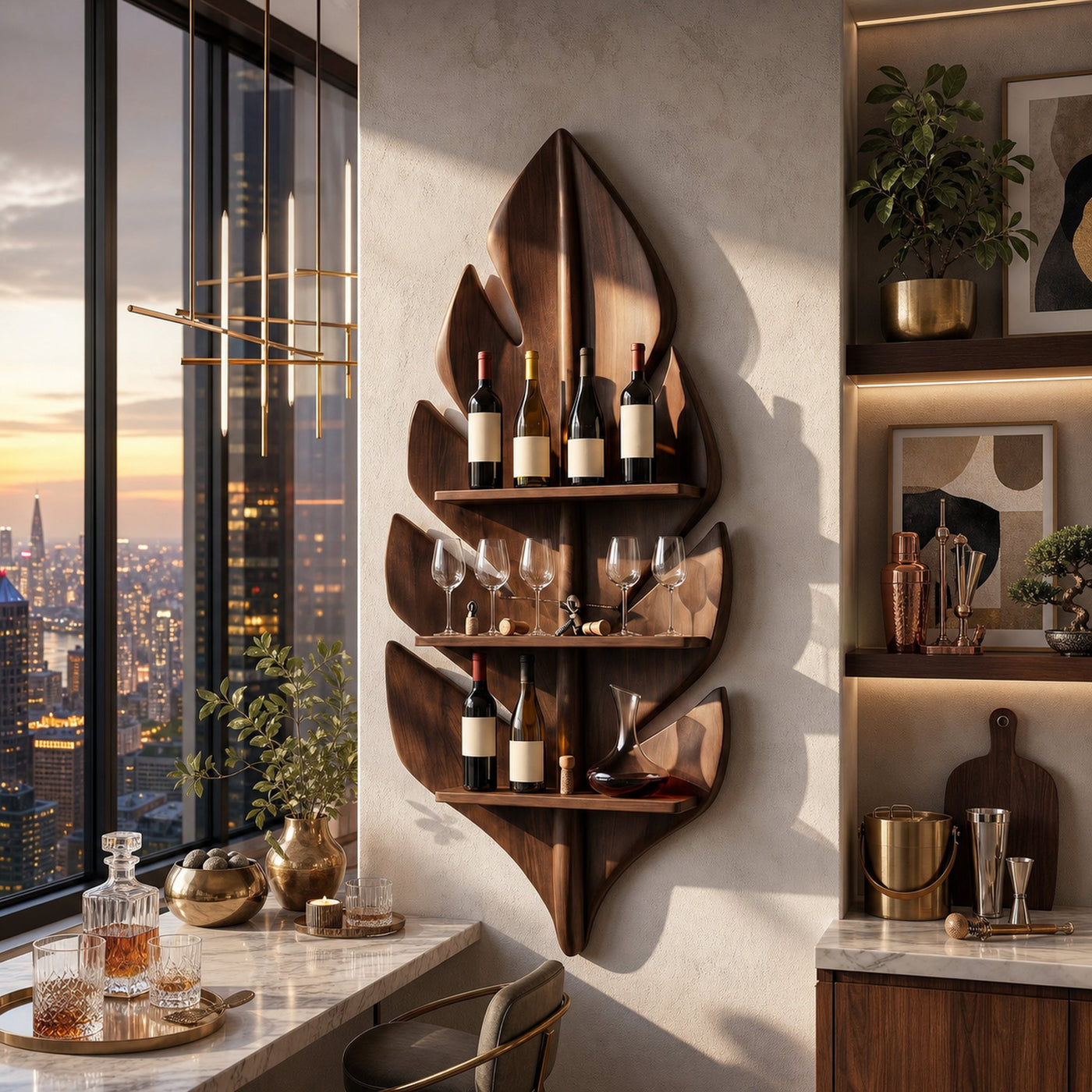 Handcrafted Wall Wine Rack For Apartment Beverage Accent Feature - product view 7