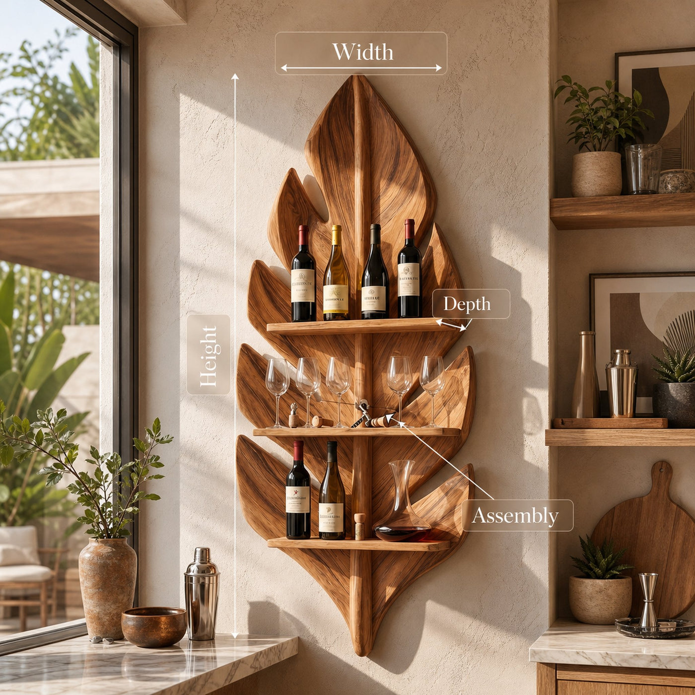 Handcrafted Wall Wine Rack For Apartment Beverage Accent Feature - product view 8
