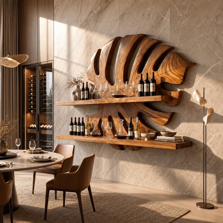 Handcrafted Wall Wine Rack For Entryway Beverage Showcase Unit