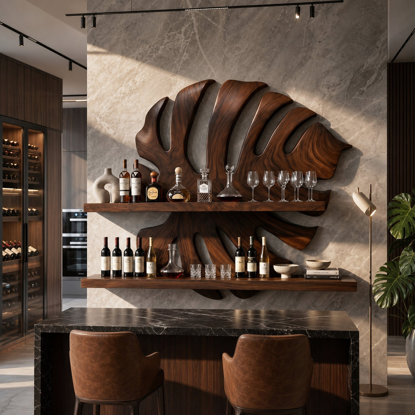 Handcrafted Wall Wine Rack For Entryway Beverage Showcase Unit - product view 7