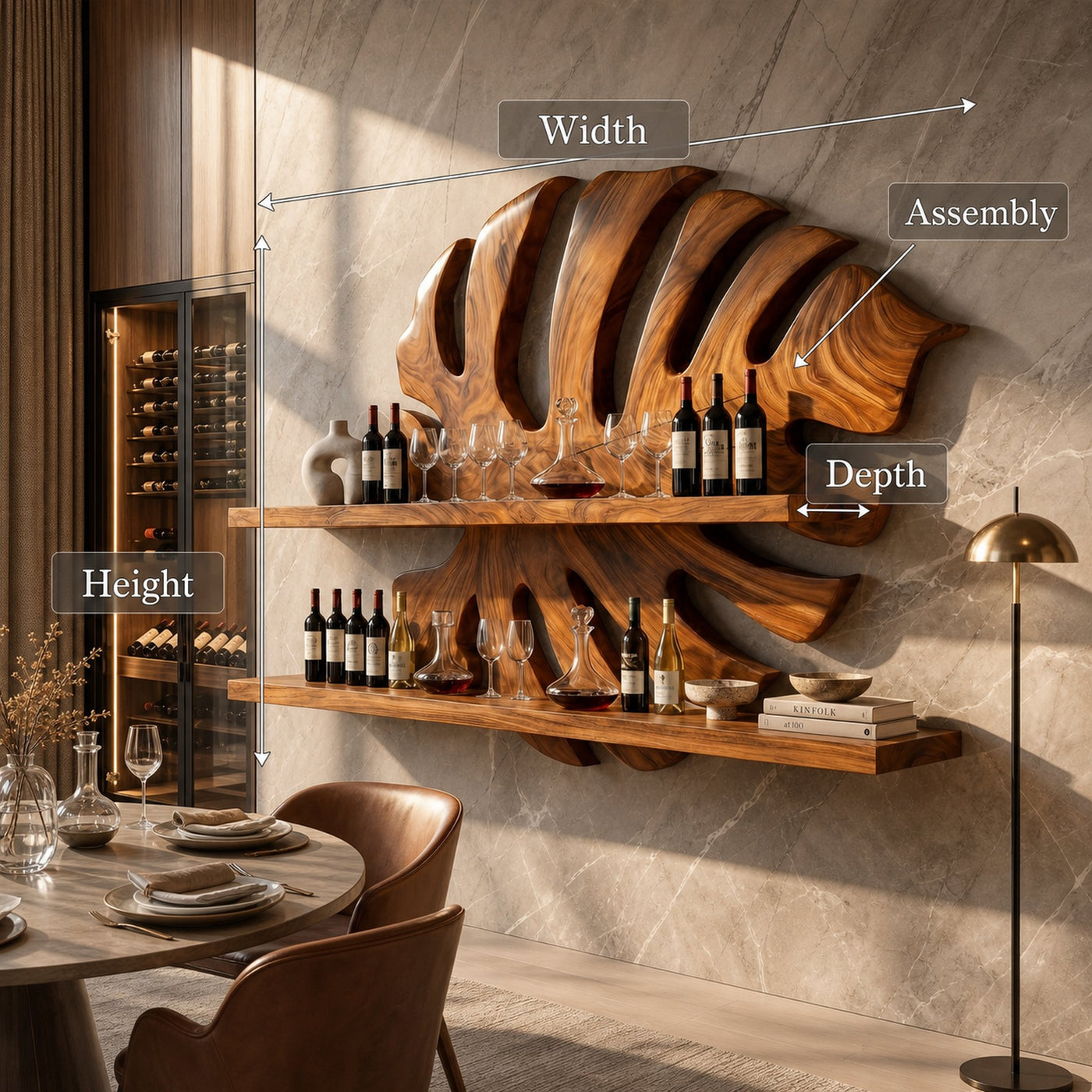 Handcrafted Wall Wine Rack For Entryway Beverage Showcase Unit - product view 8