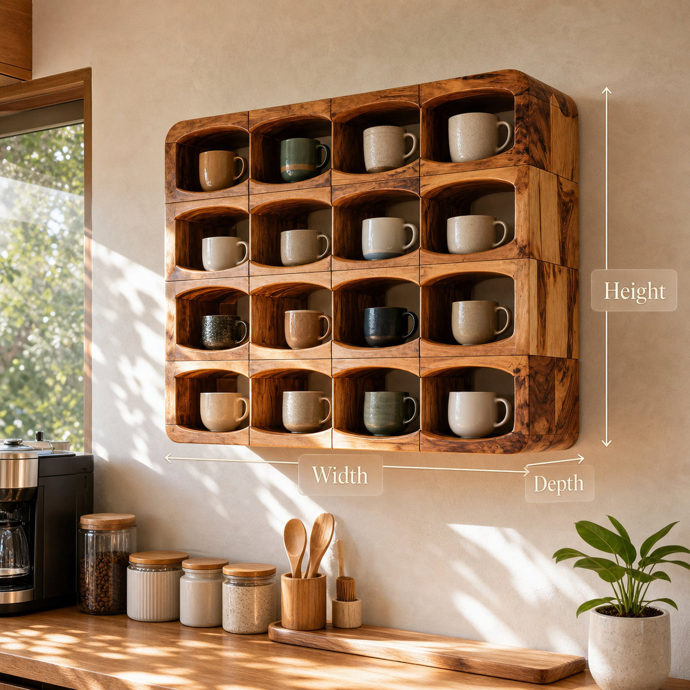 Handcrafted Wall-Mounted Kitchen Rack For Pantry Styling - product view 7