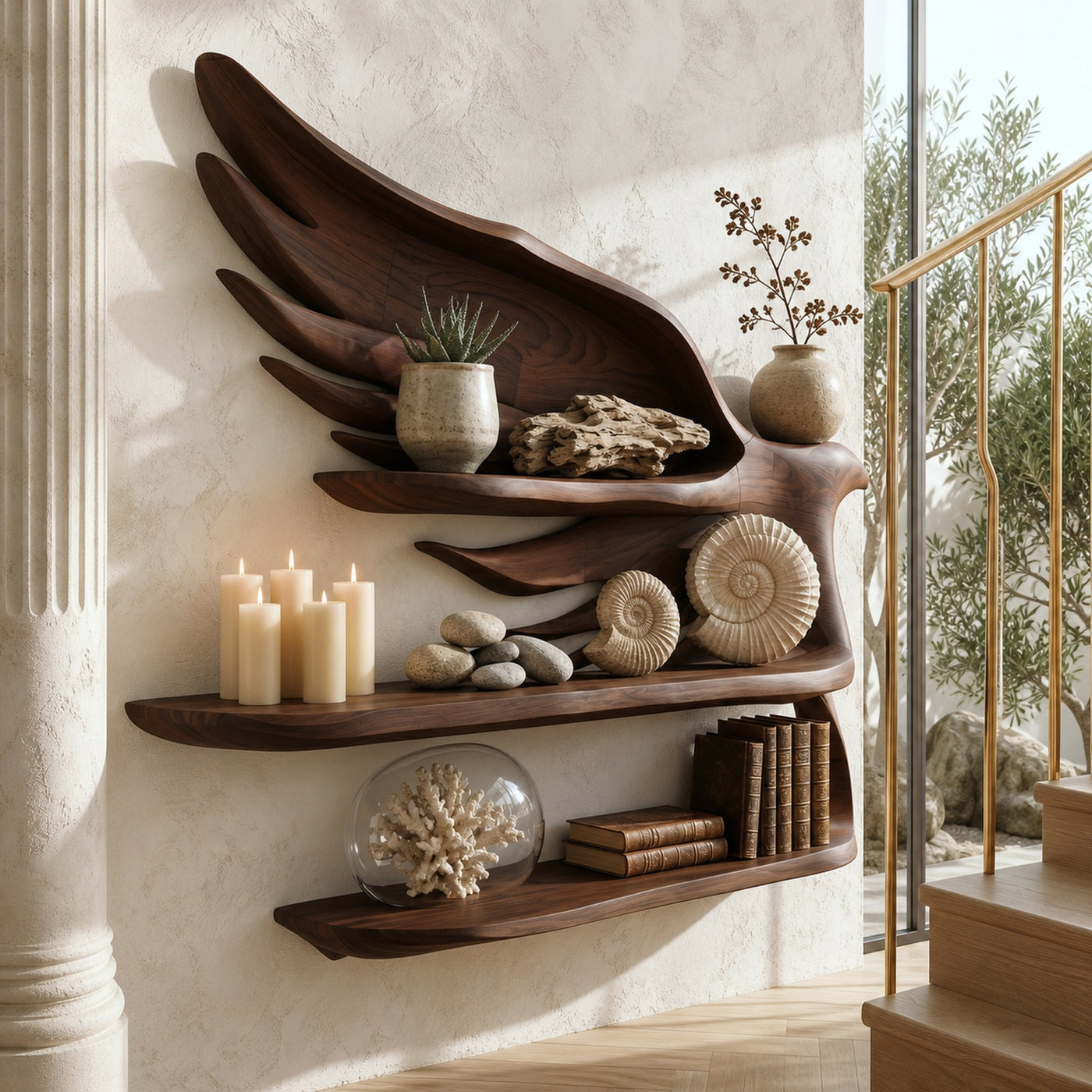 Handcrafted Wave Bookshelf With Artistic Curved Structure For Home Decor - product view 7