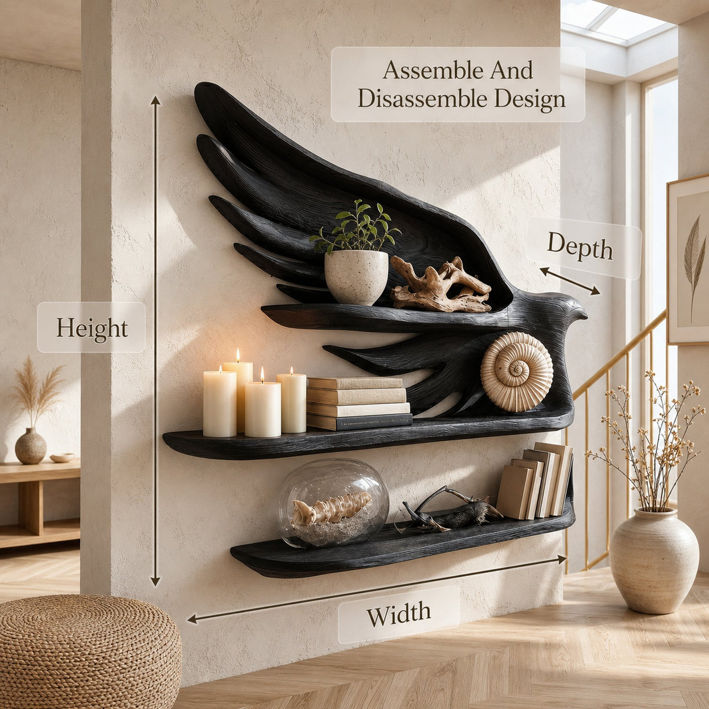 Handcrafted Wave Bookshelf With Artistic Curved Structure For Home Decor - product view 8