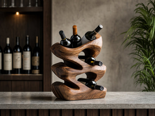 Handcrafted Wine Stand For Kitchen Natural Storage
