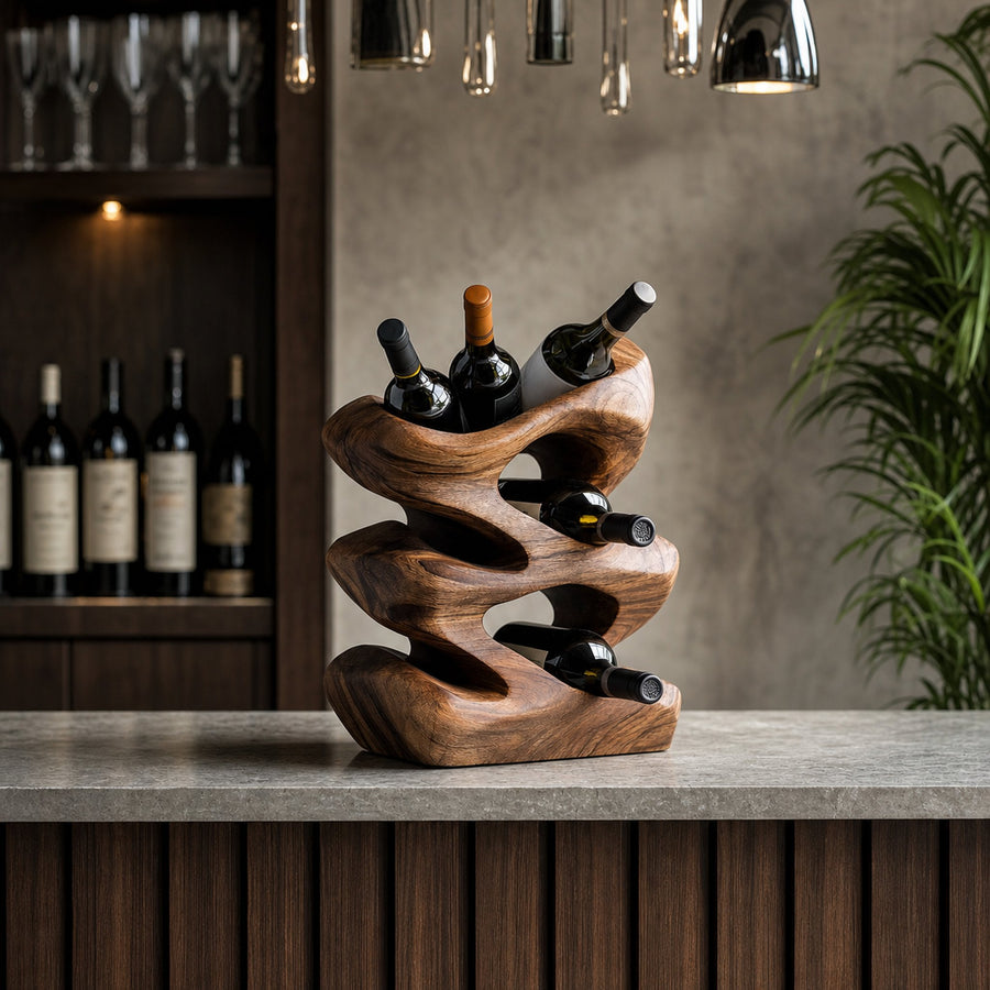 Handcrafted Wine Stand For Kitchen Natural Storage
