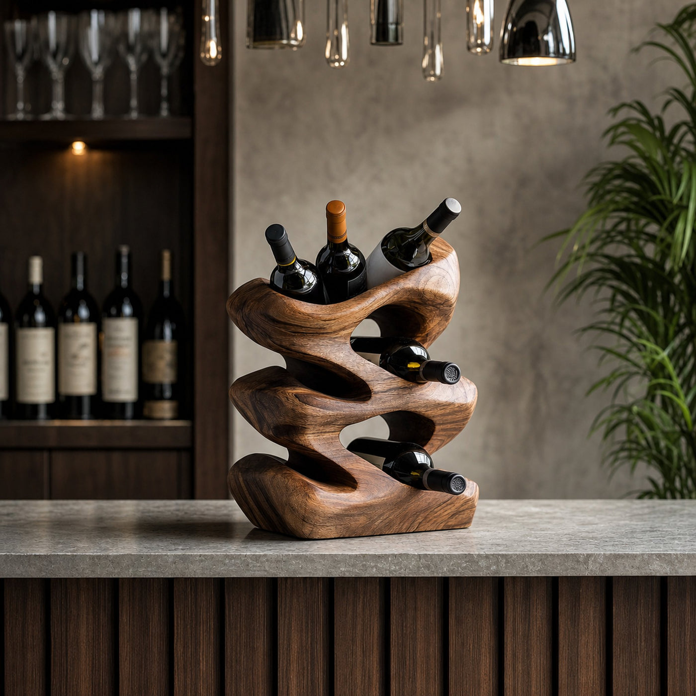 Handcrafted Wine Stand For Kitchen Natural Storage