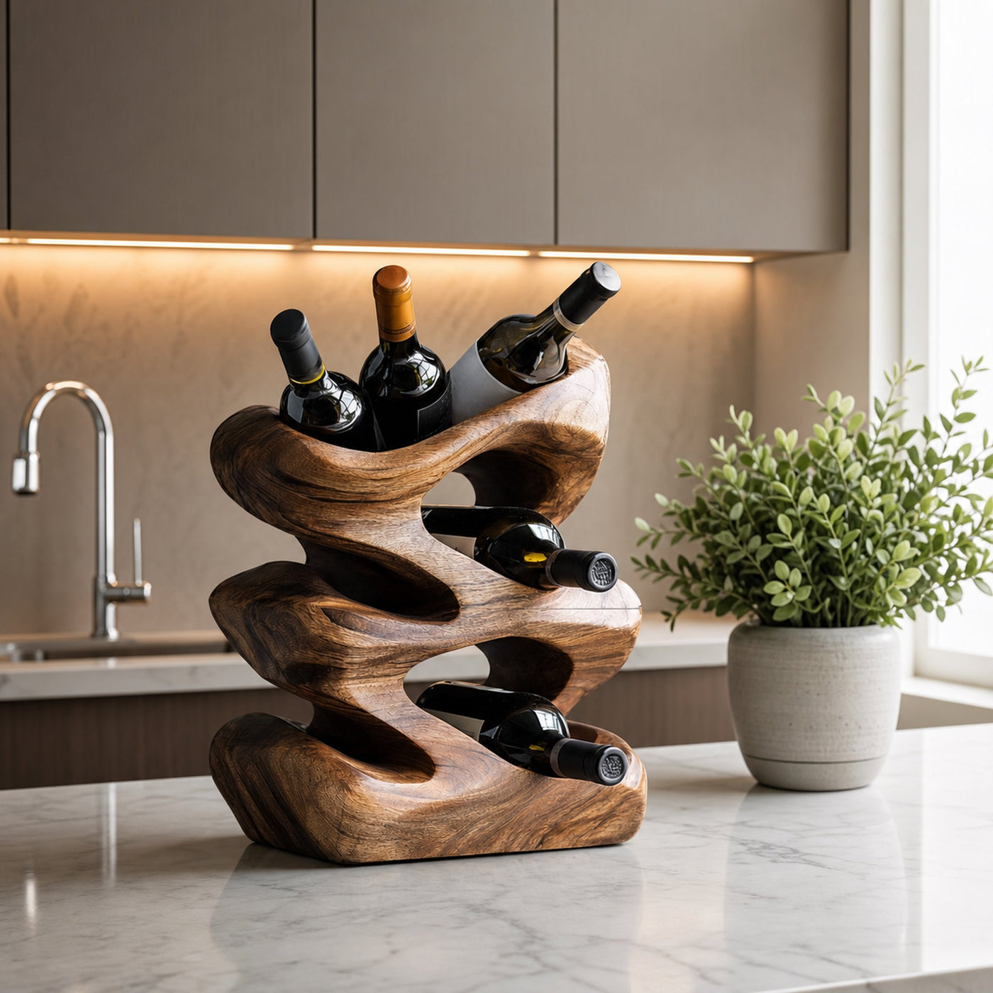 Handcrafted Wine Stand For Kitchen Natural Storage - product view 6