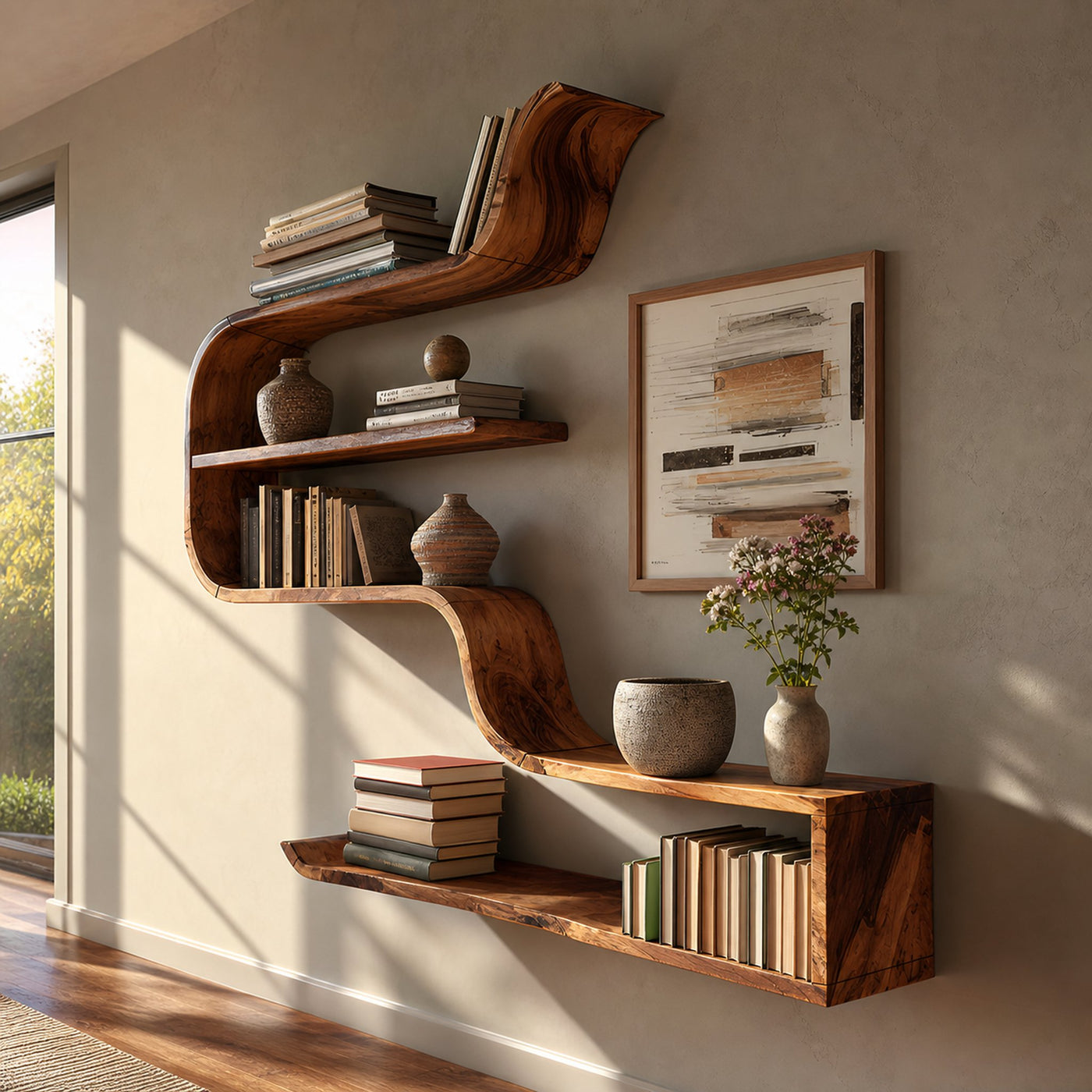Handcrafted Wooden Entryway Organizer Shelf For Hallway Storage