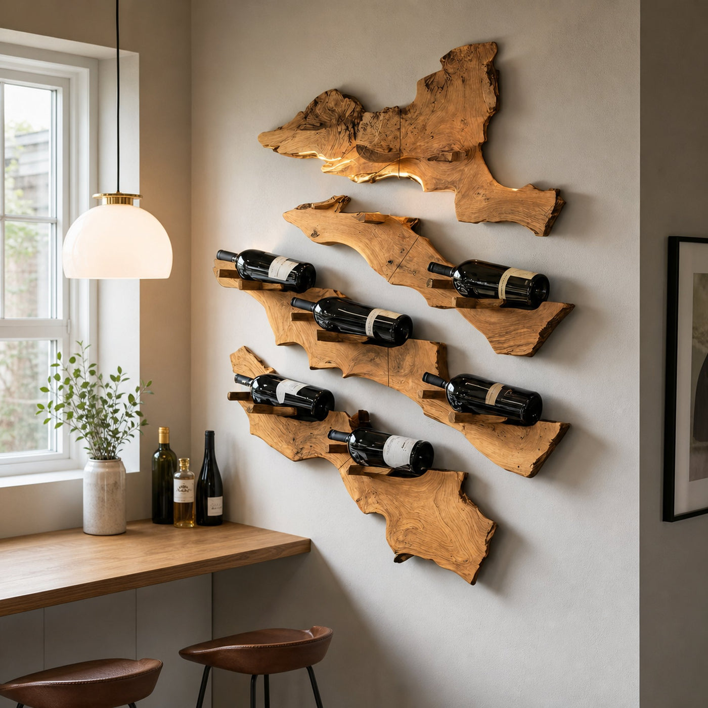Handcrafted Wooden Live Edge Wine Holder For Bar Decor Ideas - product view 6