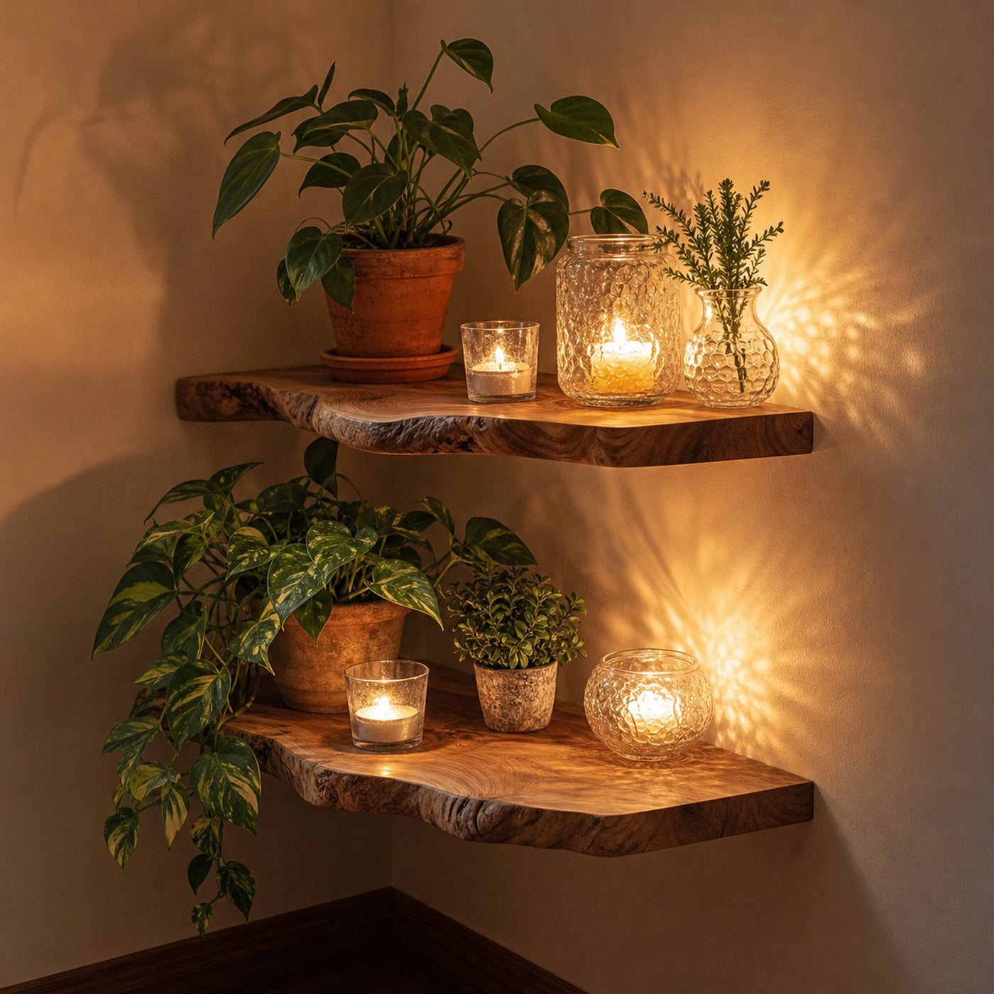 Handmade Rustic Wooden Floating Shelf