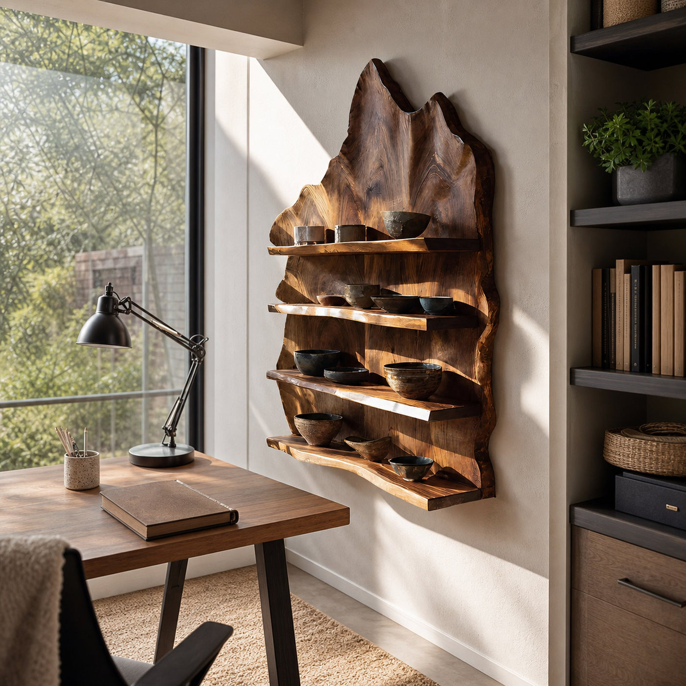 Industrial Live Edge Wall Mount Shelf For Living Room Decor - product view 6