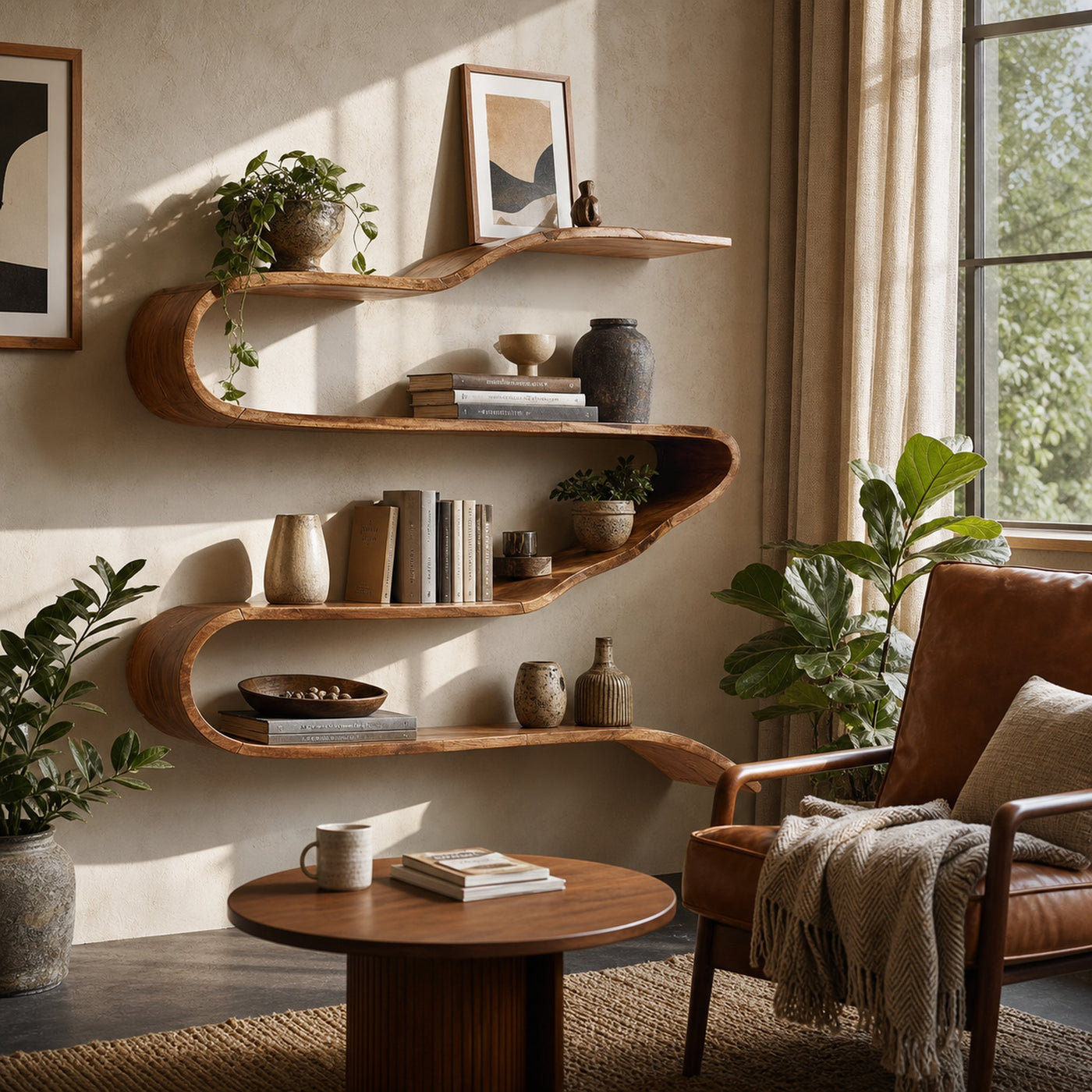 Industrial Natural Wood Kitchen Floating Shelf For Pantry Storage - product view 6