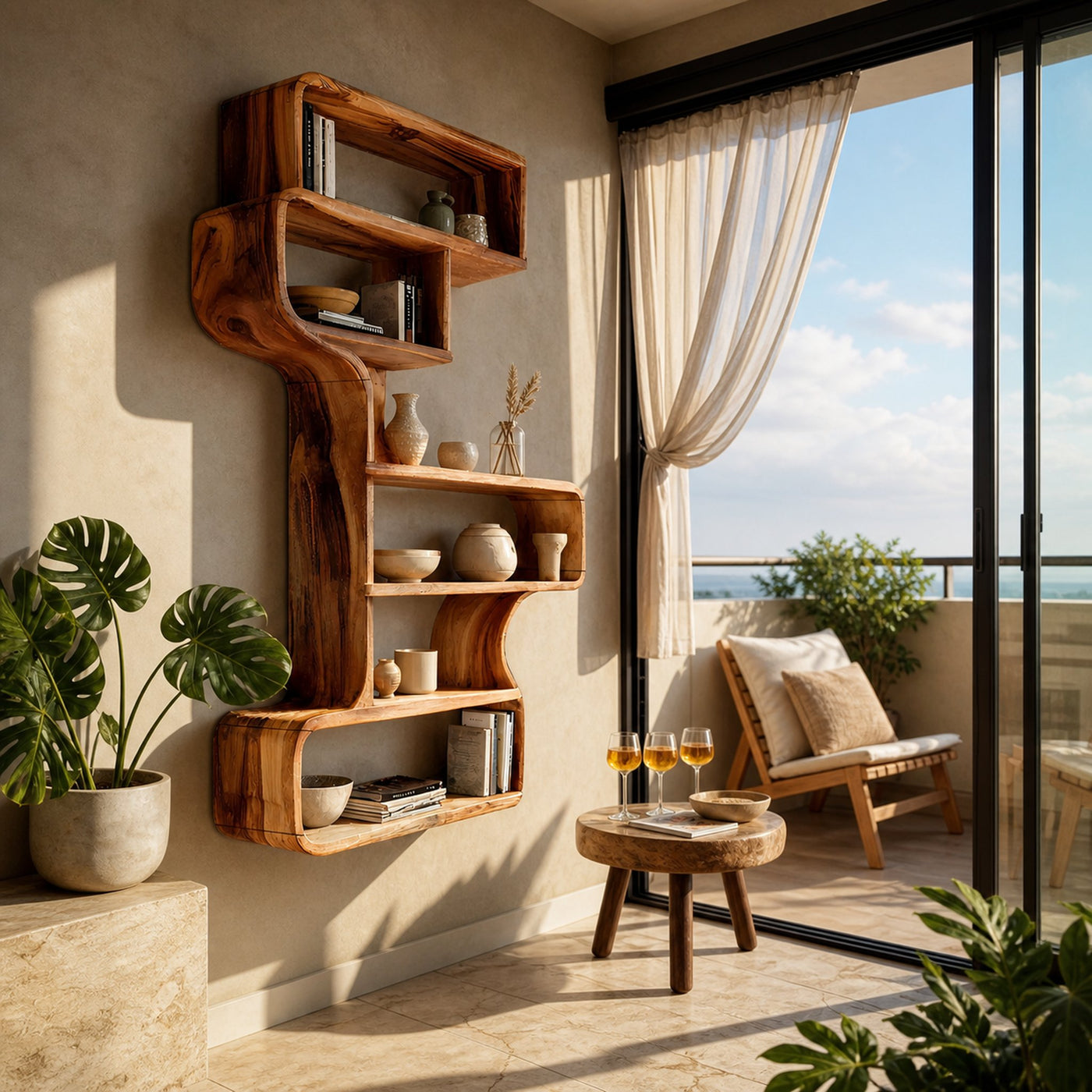 Industrial Natural Wood Wall Rack For Entryway Storage Display - product view 6
