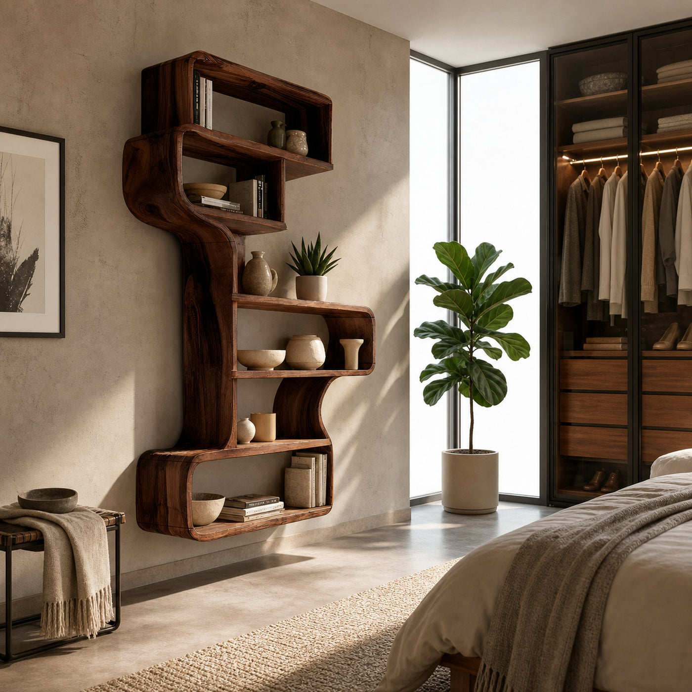 Industrial Natural Wood Wall Rack For Entryway Storage Display - product view 7
