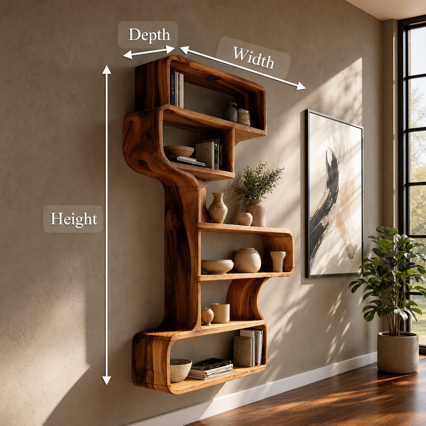 Industrial Natural Wood Wall Rack For Entryway Storage Display - product view 8